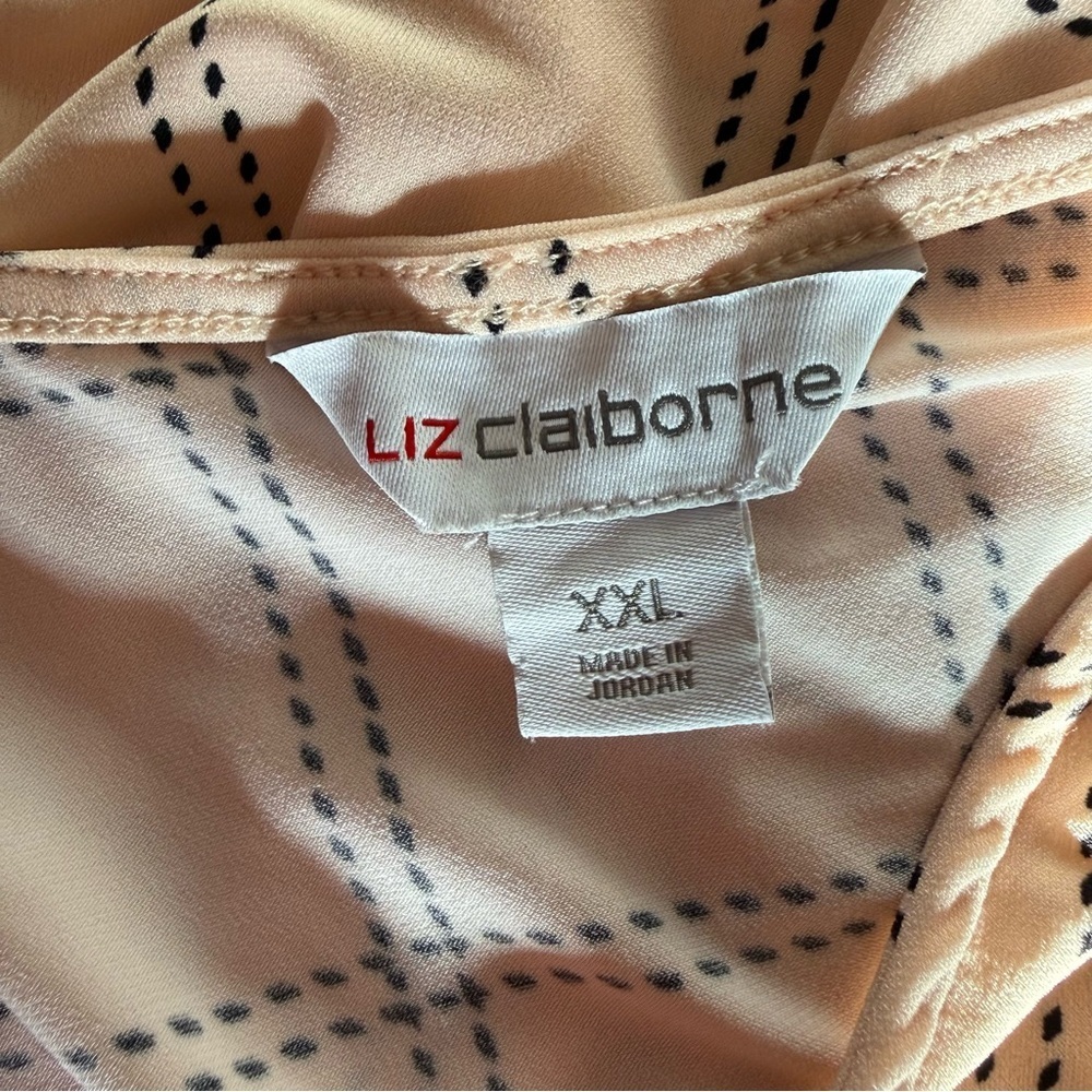 Liz Claiborne Pink & Black Faux Wrap Style Short Sleeve Silky Blouse Size XXL - Picture 14 of 14